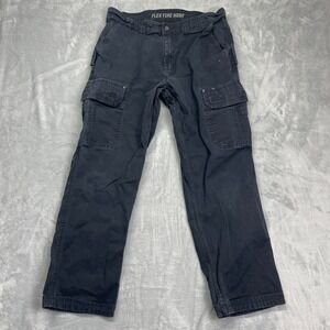 Duluth Trading Flex Fire Hose Cargo Pants Mens 38x32 (36x30) Black Straight Leg